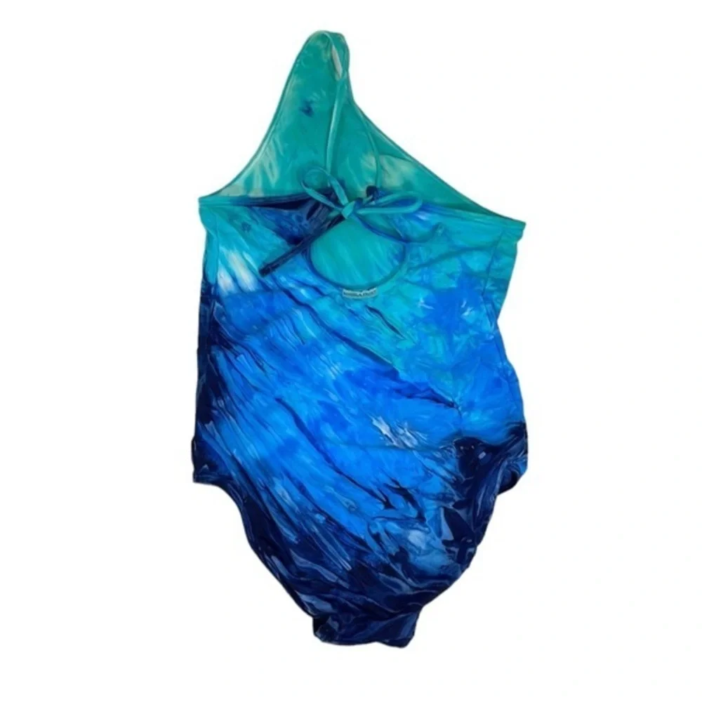 FrostCool Swim by Angela Frost asymmetrical one piece bathing suit. Girls 14.EUC